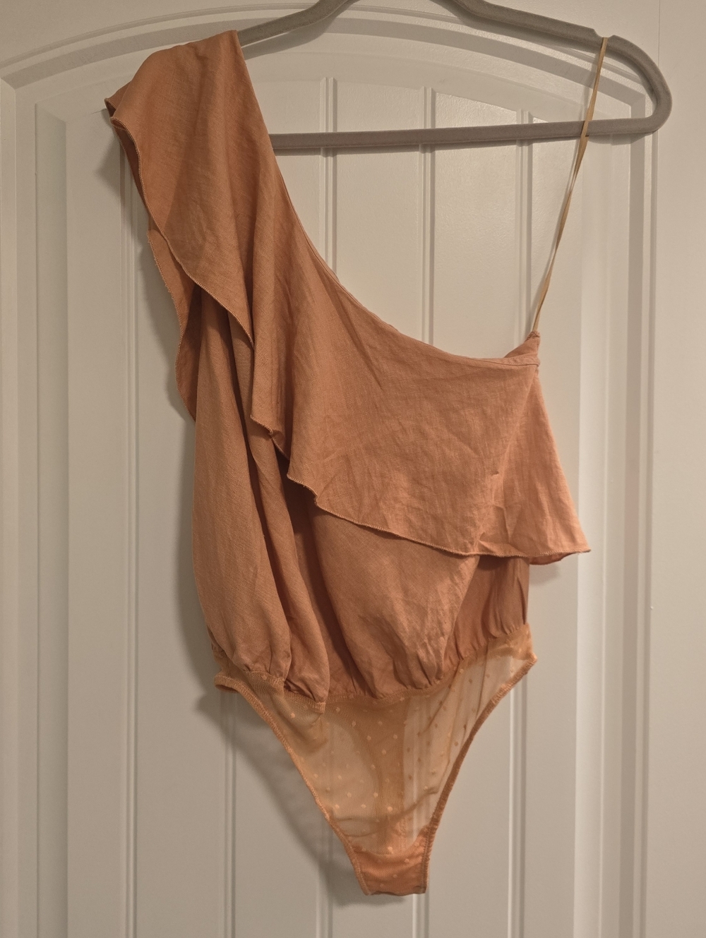 FREE PEOPLE Intimately, Peach Linen Happy Hour Bodysuit Size Xs